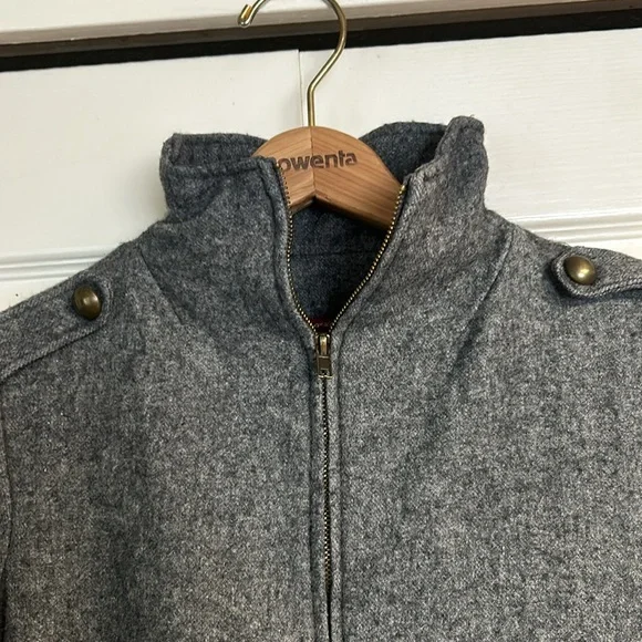 Wool Jacket High Collar Military Style - Picture 2 of 7